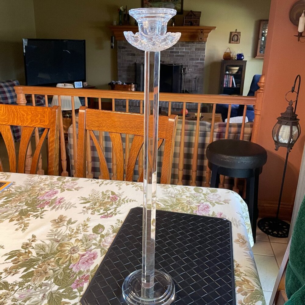 Candlestick Holder 23 1/2" High Round 8 Sided Clear Tall Glass Taper Candles